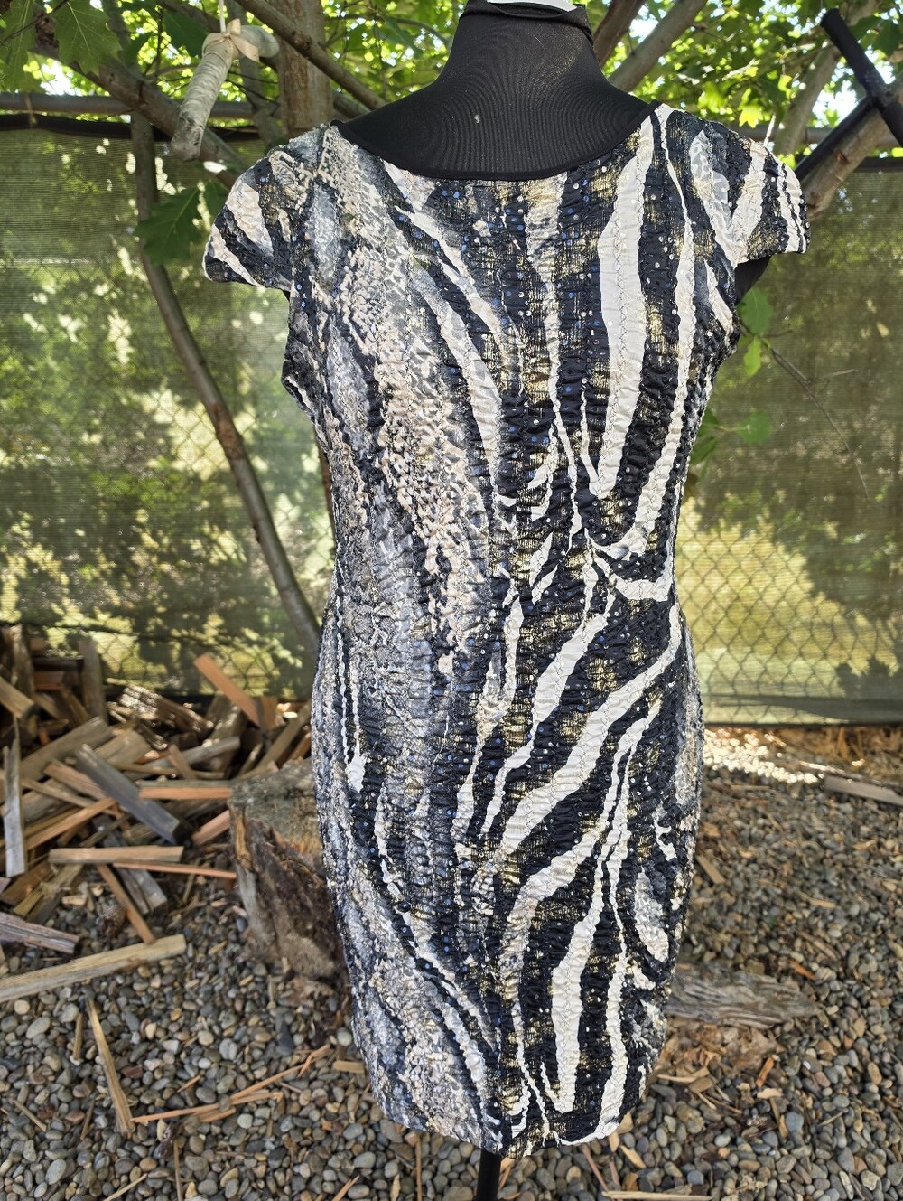 Frank Lyman Animal Print Bodycon Dress McBling Late Y2K Glam Rock Rock Chic